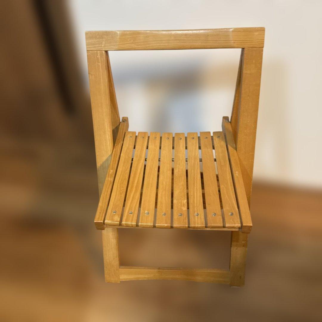 【レトロ】木製 折り畳み チェア ヴィンテージ 北欧風 イス 椅子 2脚セット
