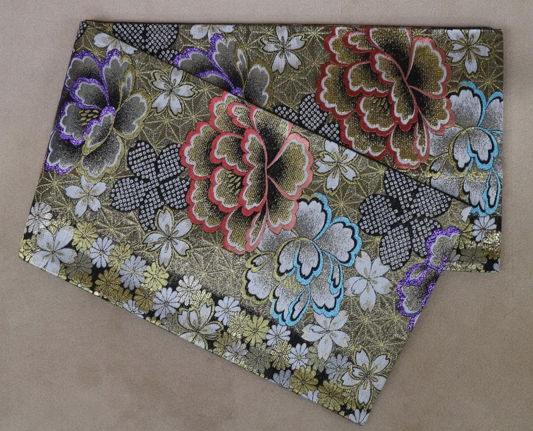 ブルー振袖（正絹）・六通袋帯（正絹）・長襦袢（合繊）三点セット 【美品】Sサイズ