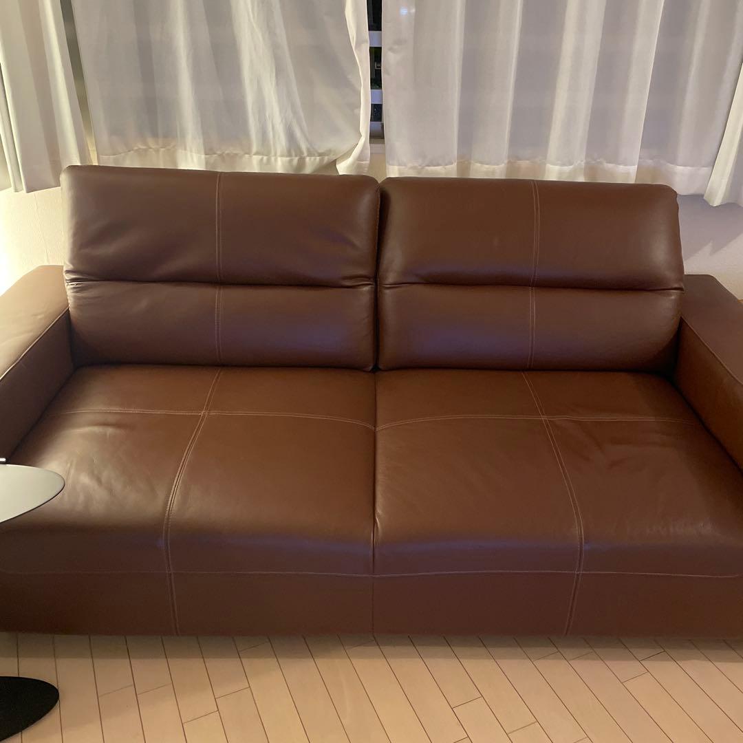 BoConceptブラウン本革3人掛けソファ