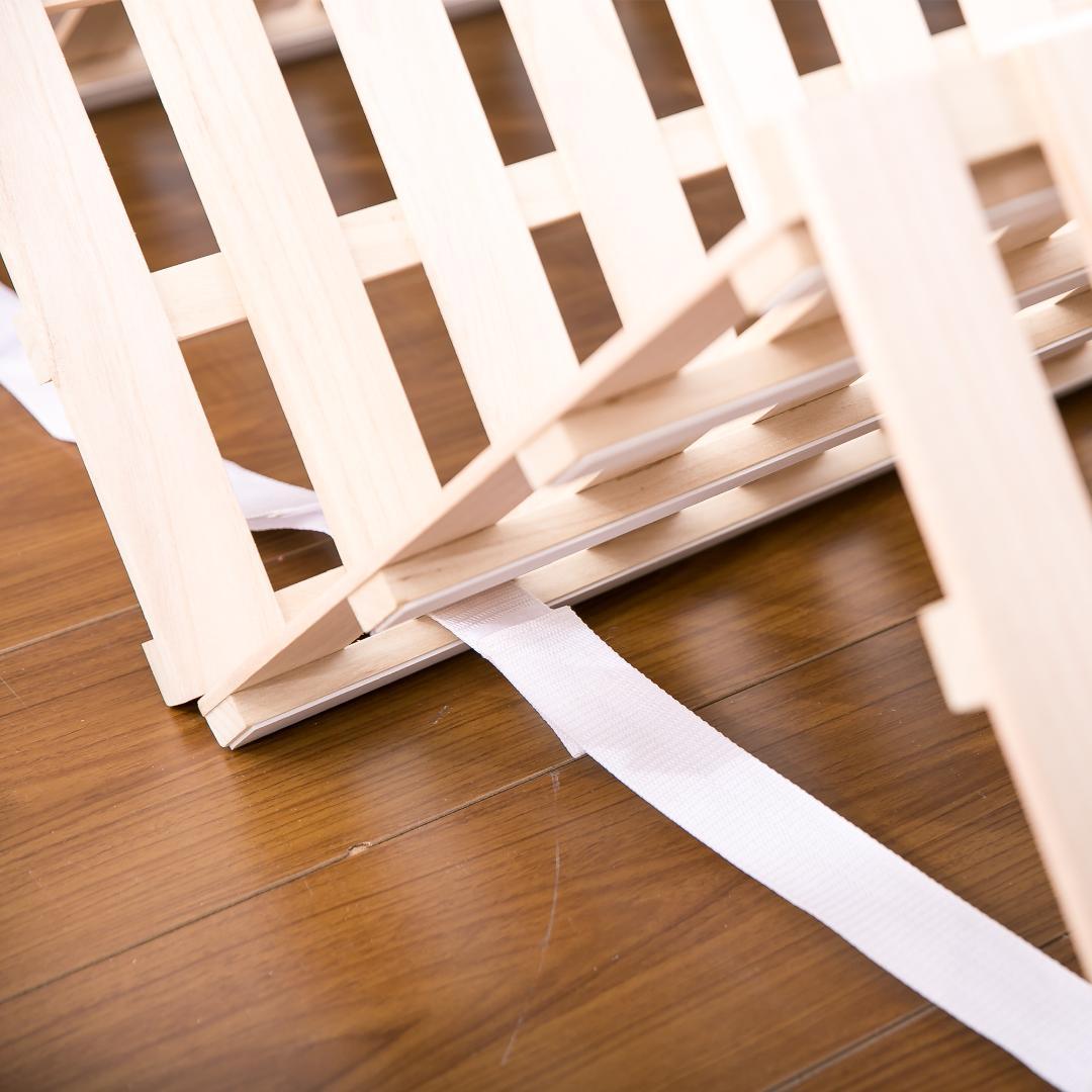 【新品】天然桐 四つ折りシングルベッド 折りたたみ コンパクト 木製