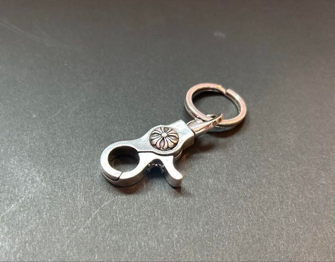 シルバー 925 クロス キーチェーン キーリング キーホルダー フック