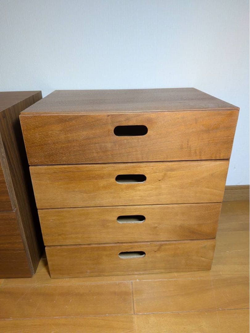 ■送料込■無印 スタッキングチェスト 引出し 収納 棚 ウォールナット 木製