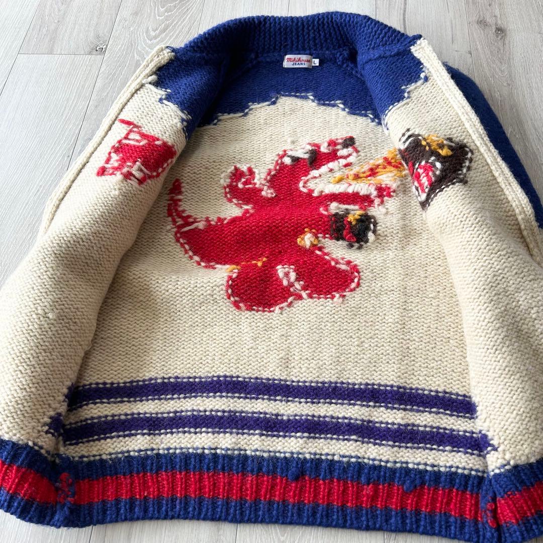 MIKI HOUSE JEANS ミキハウス カウチンニットジャケット L 怪獣