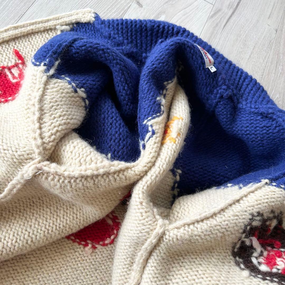 MIKI HOUSE JEANS ミキハウス カウチンニットジャケット L 怪獣