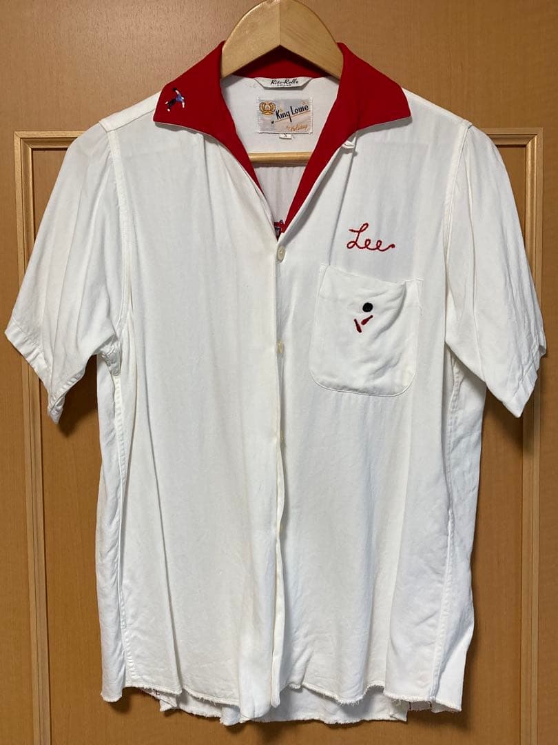 キングルイ King louie 60S頃 ボウリングシャツSサイズ 赤白