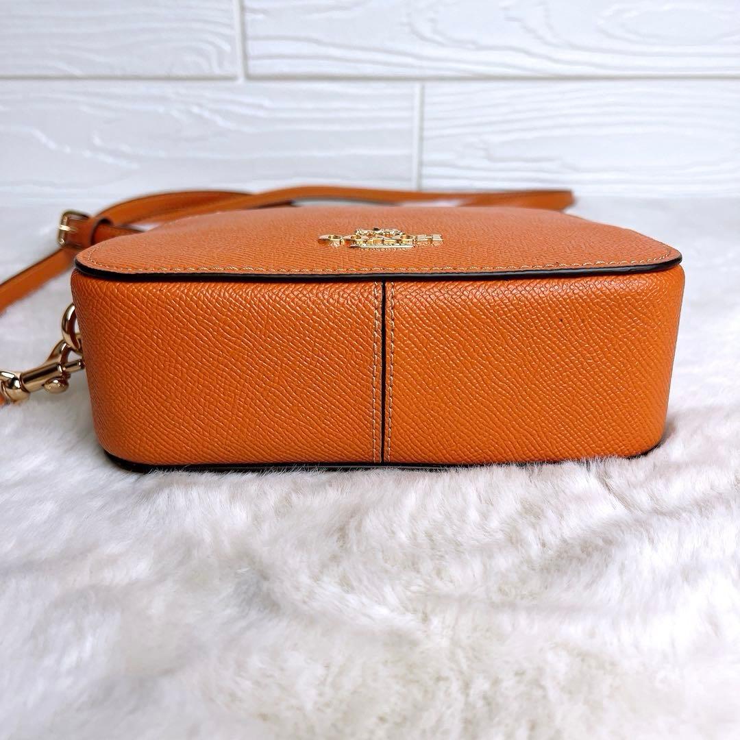 未使用級☆COACHコーチ 2wayショルダーカメラバッグ レザー オレンジ.