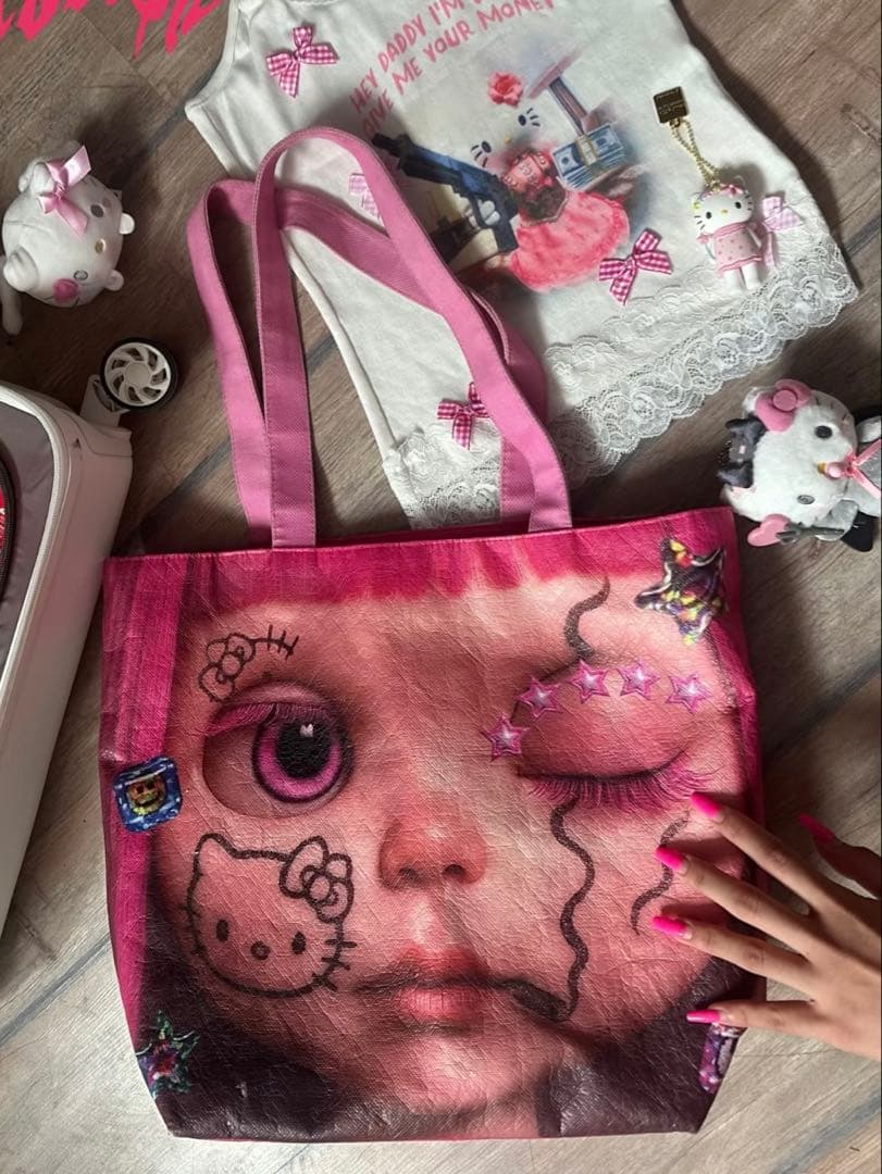 REBBISH ドールプリントタイベックバッグ 両面 y2k