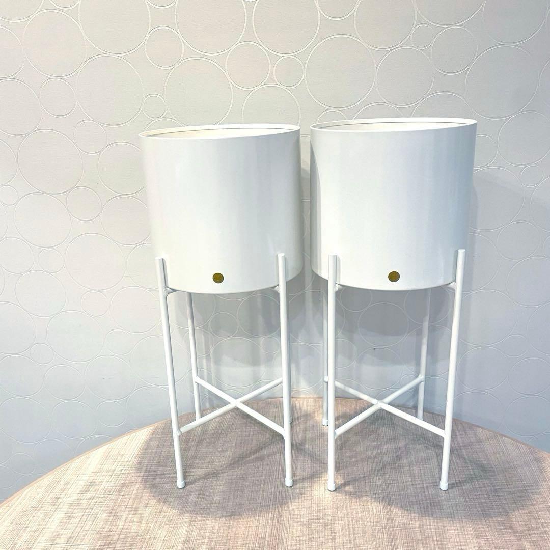 未使用 Hubschヒュプシュ 鉢カバー プランタースタンド 白 φ25 ②