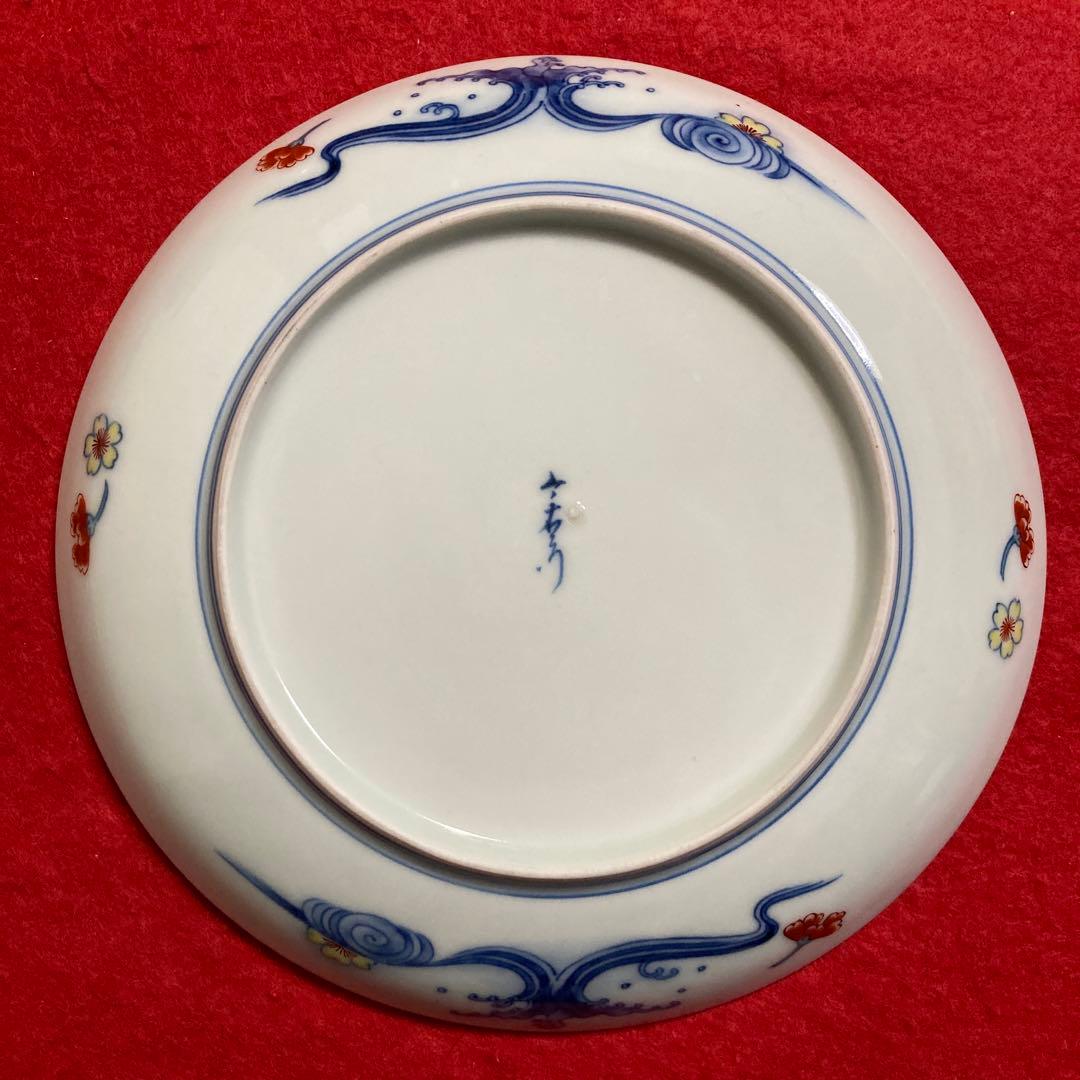 佐賀　有田焼　白磁色絵菊柄7寸皿　今泉今右衛門窯　（未使用品）