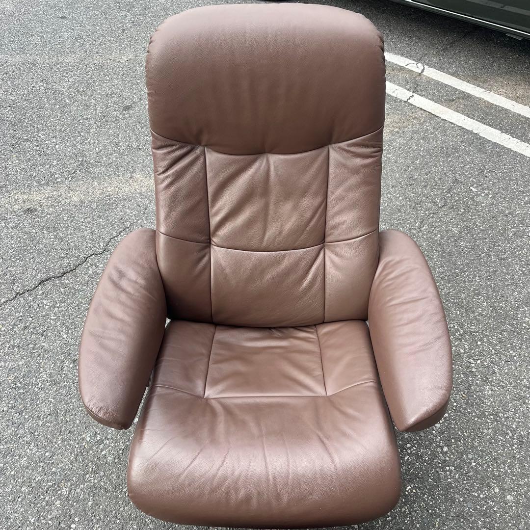 ①イエリアーダ フィヨルド 本革 リクライニングチェア オットマン レザー