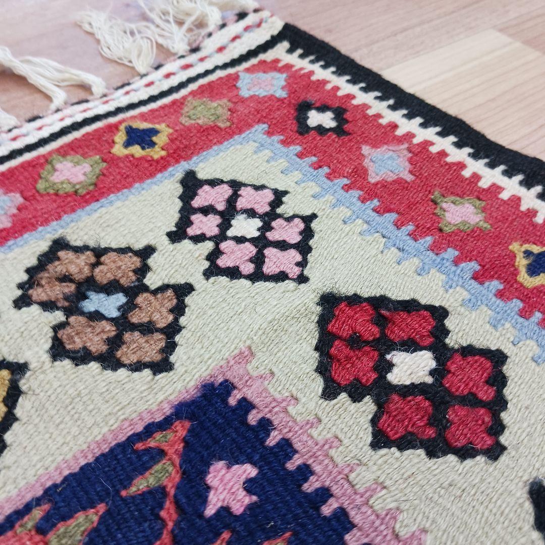 Y2744 ペルシャ絨毯 キリム ラグマット 手織り ウール 152×100㎝