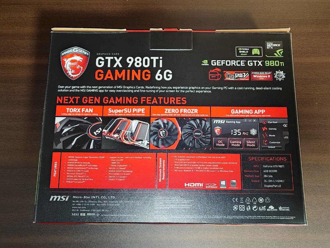 グラフィックボード・グラボ・ビデオカード MSI GTX 980Ti GAMING 6GB