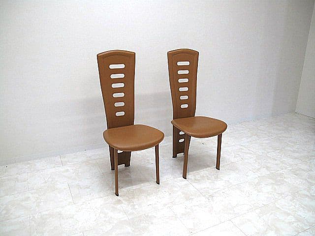 IDC大塚家具 総本革ダイニングチェア 2脚セット　　ハイバックチェア