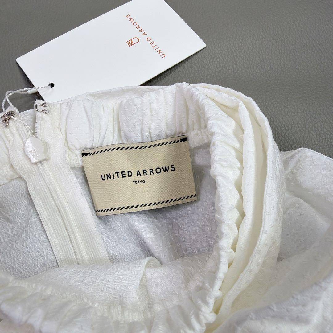 ユナイテッドアローズ ドットドビー ボウタイ 2WAY ブラウス ホワイト