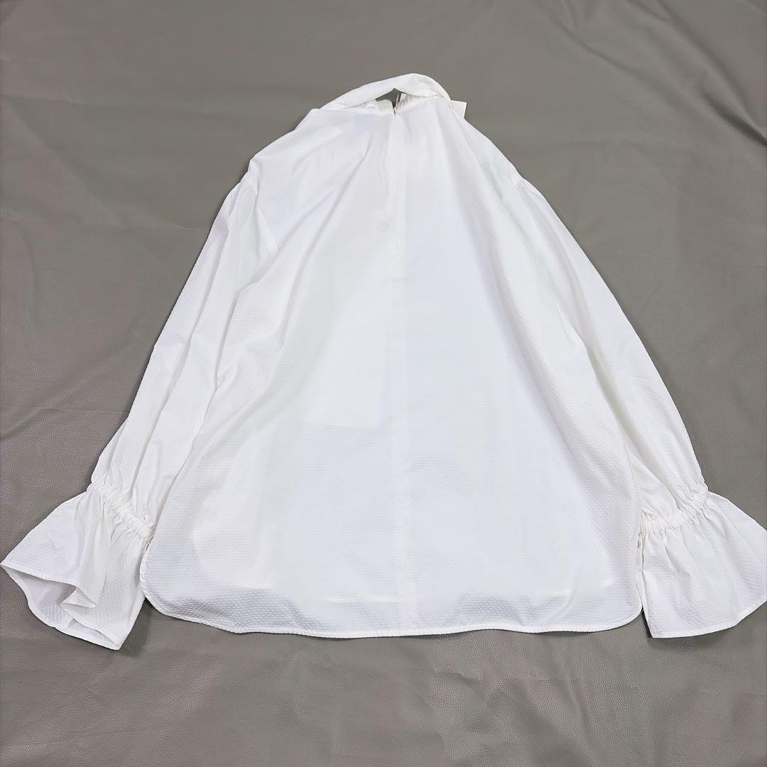 ユナイテッドアローズ ドットドビー ボウタイ 2WAY ブラウス ホワイト