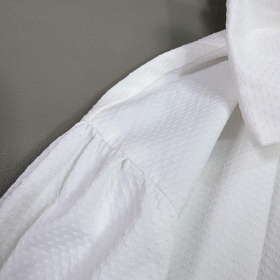 ユナイテッドアローズ ドットドビー ボウタイ 2WAY ブラウス ホワイト