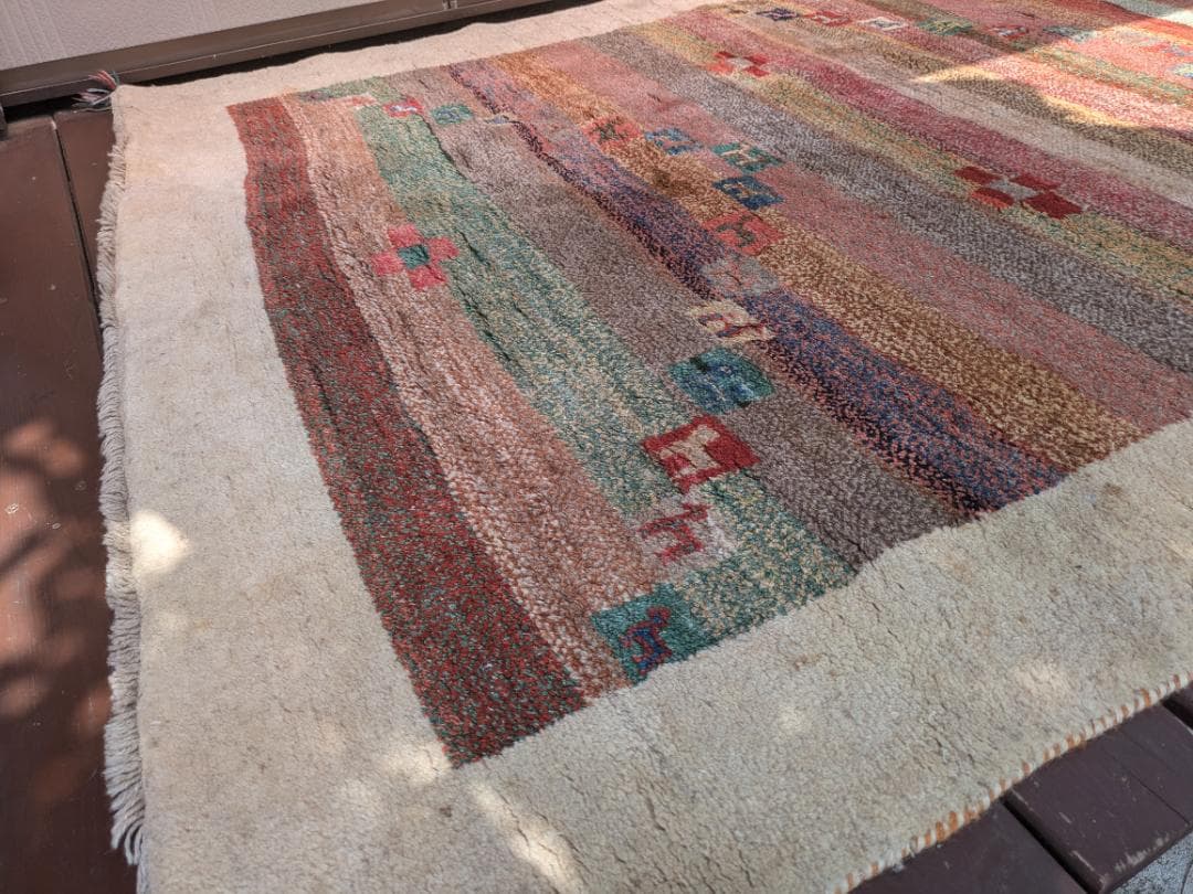 356　ギャッベ 絨毯　170×245㎝ 厚み約２㎝　ウール100％　ギャベ