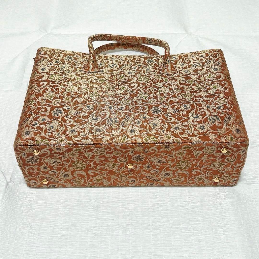 川島織物 和装バッグ Wファスナーバッグ(大) 瑞鳥唐草 絹 シルク 未使用