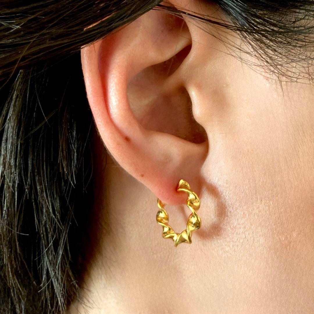 特別価格ゴールド　18k シルバー925 両耳　ピアス　18mm BWL