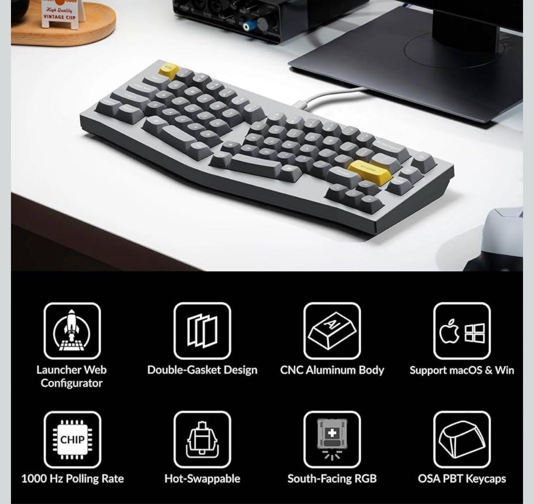 【ほぼ未使用】Keychron Q8 グレー 赤軸 ホットスワップ