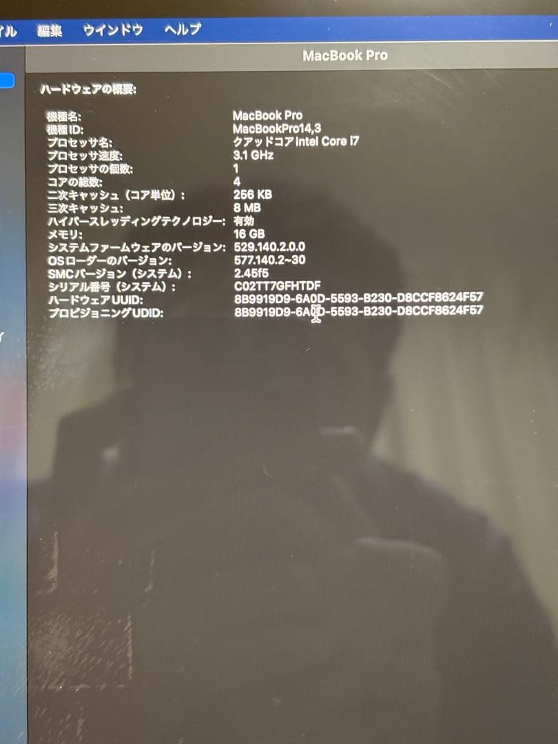 2017 Apple MacBook Pro 15インチ (メモリ16GB)