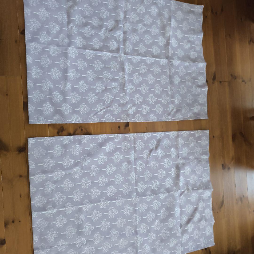 モモナチュラル　オーダーフラットカーテン 2枚セット　北欧柄