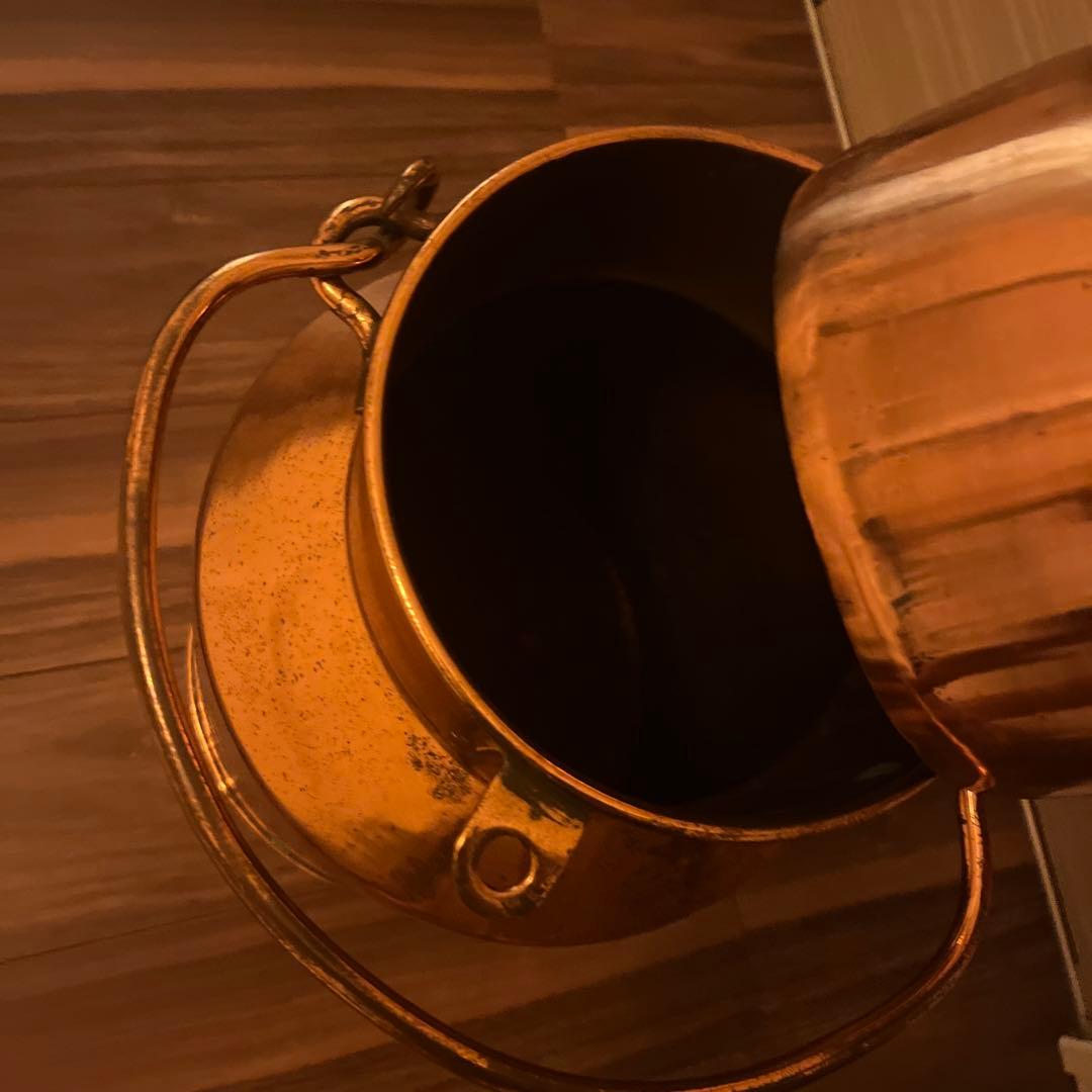 イギリス　アンティーク　ミルク缶　鉄メッキ銅コーティング