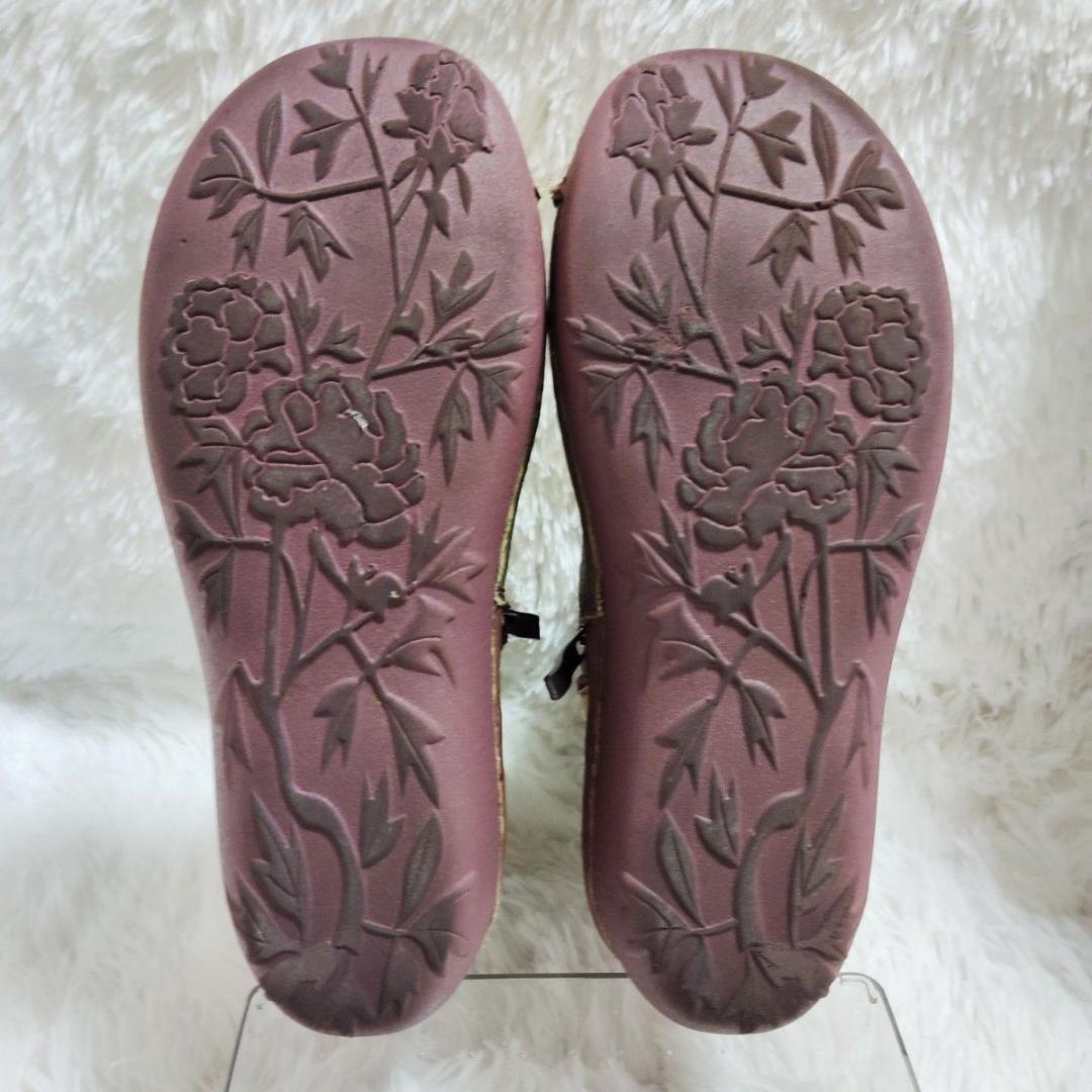 エスタシオン レザーサイドジップブーツ最終価格 L 24〜24.5 花モチーフ