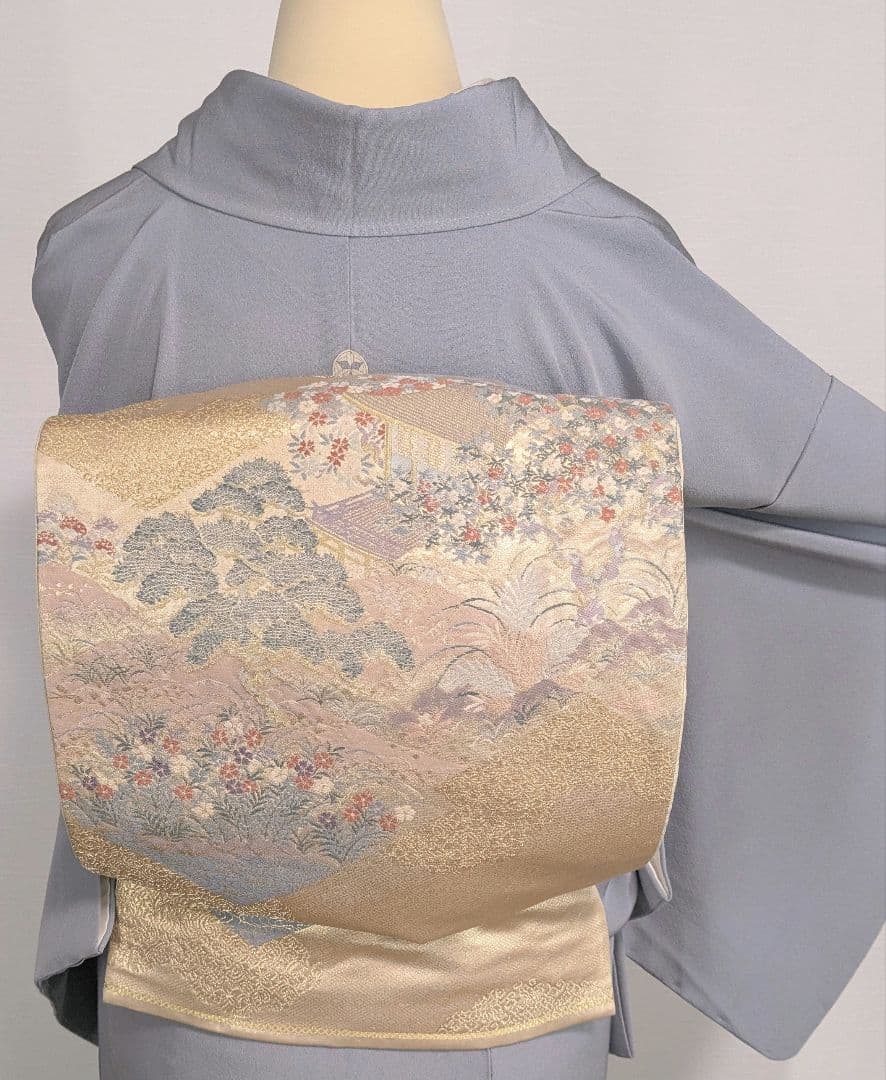 jimina北島　未使用裾模様訪問着　一つ紋入り２点セット袋帯【変更あり】