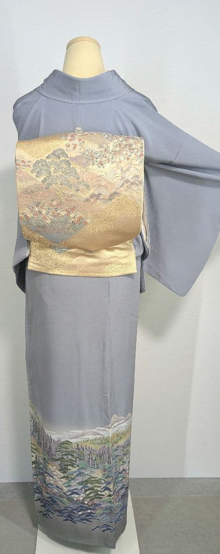 jimina北島　未使用裾模様訪問着　一つ紋入り２点セット袋帯【変更あり】