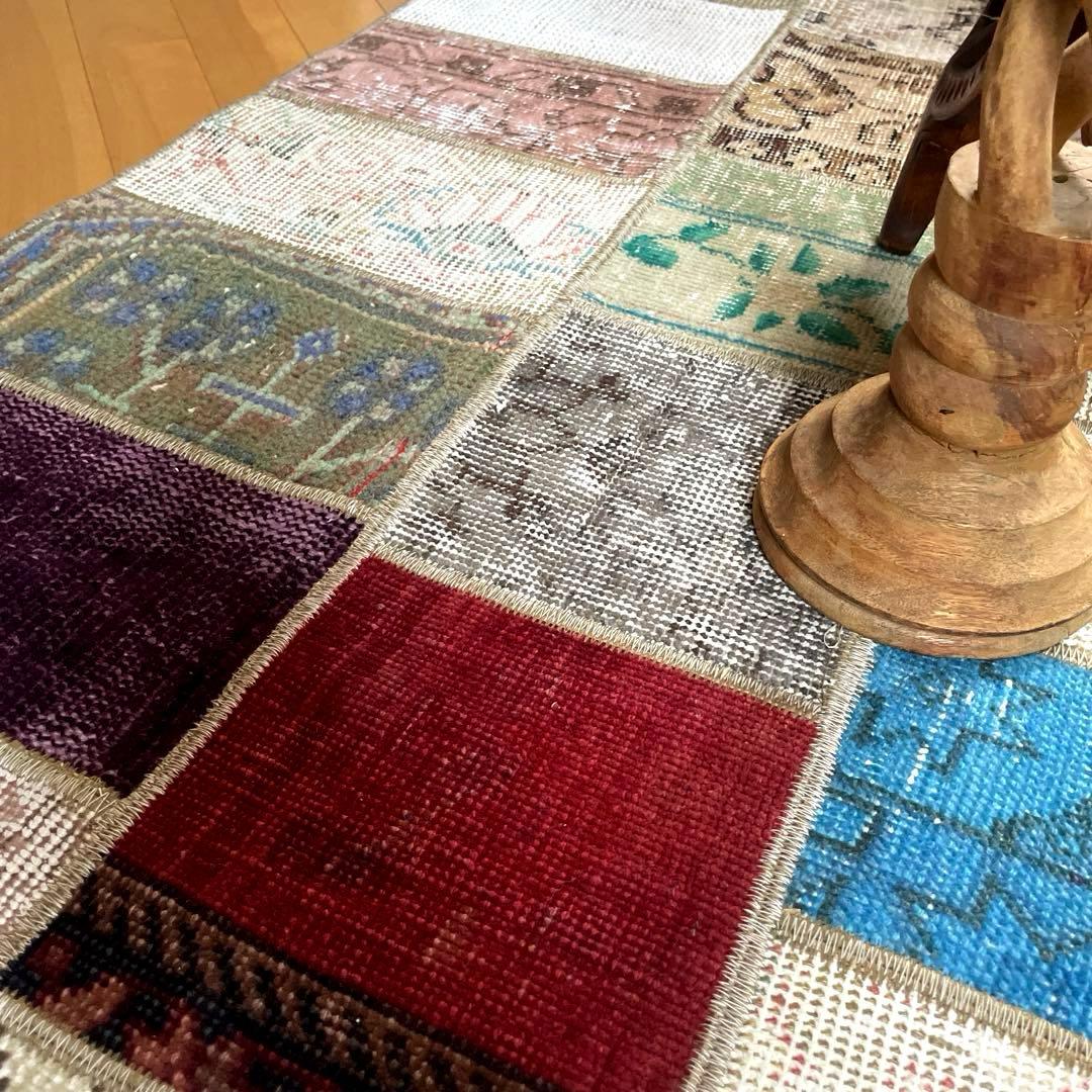 62×119 あると便利なパッチワークラグ　トルコヴィンテージラグ