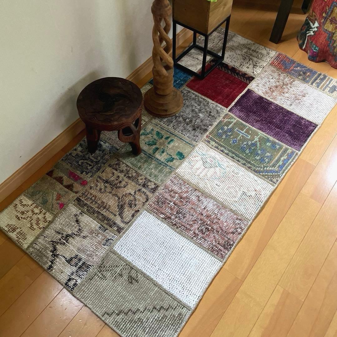 62×119 あると便利なパッチワークラグ　トルコヴィンテージラグ