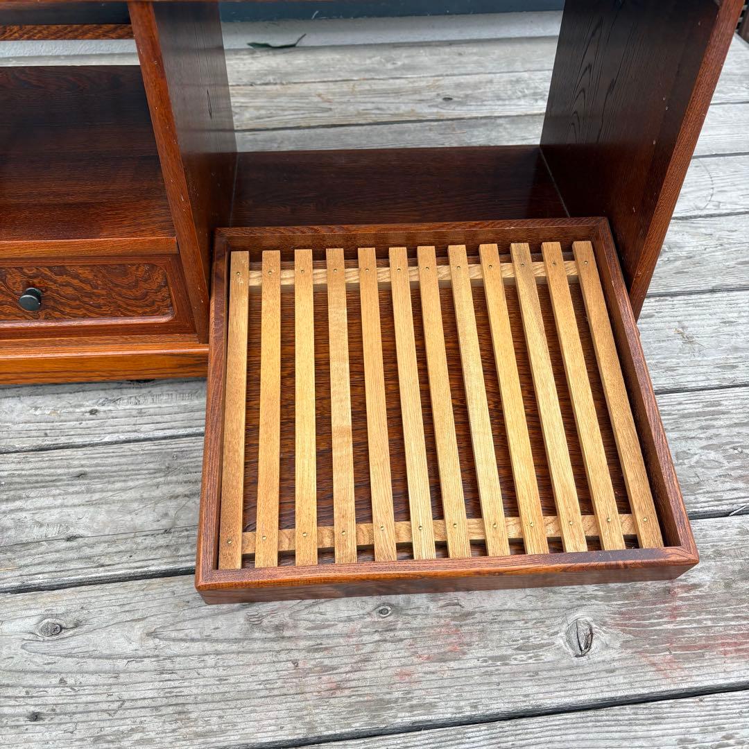 【昭和レトロ】木製 お座敷ワゴン ポットワゴン 隠しキャスター付 飾り棚 古道具