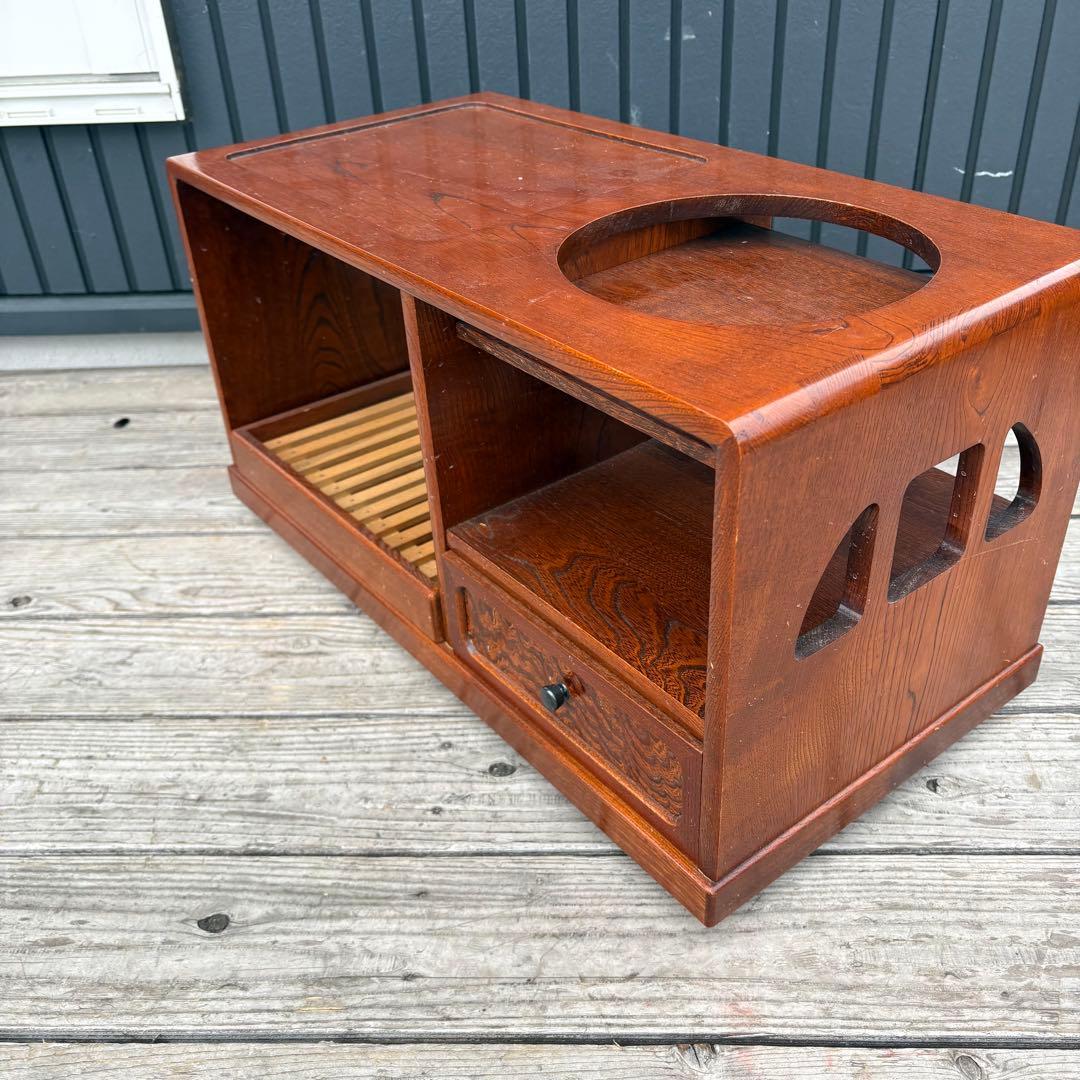 【昭和レトロ】木製 お座敷ワゴン ポットワゴン 隠しキャスター付 飾り棚 古道具