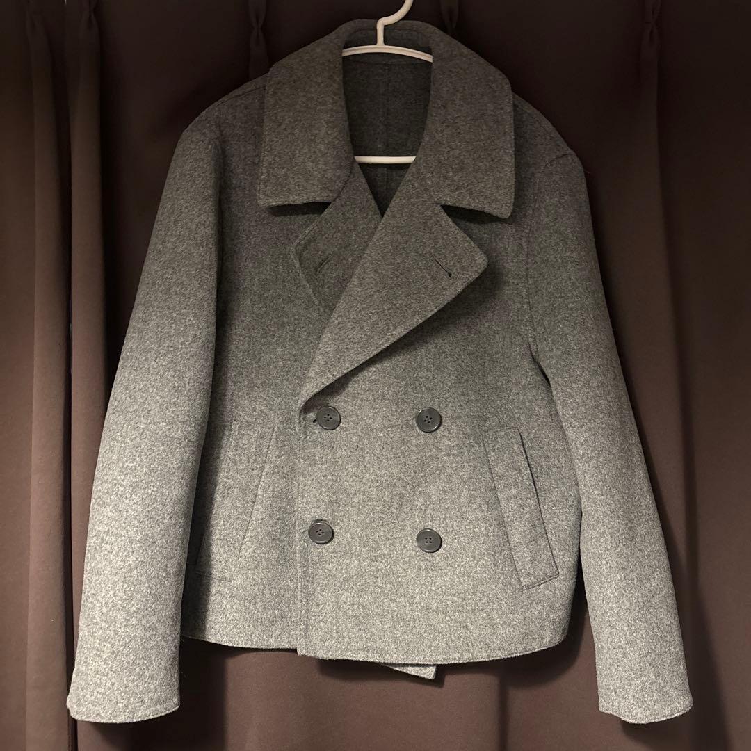 ユニクロ ダブルフェイスショートコートリラックスフィット ピーコート グレー　s