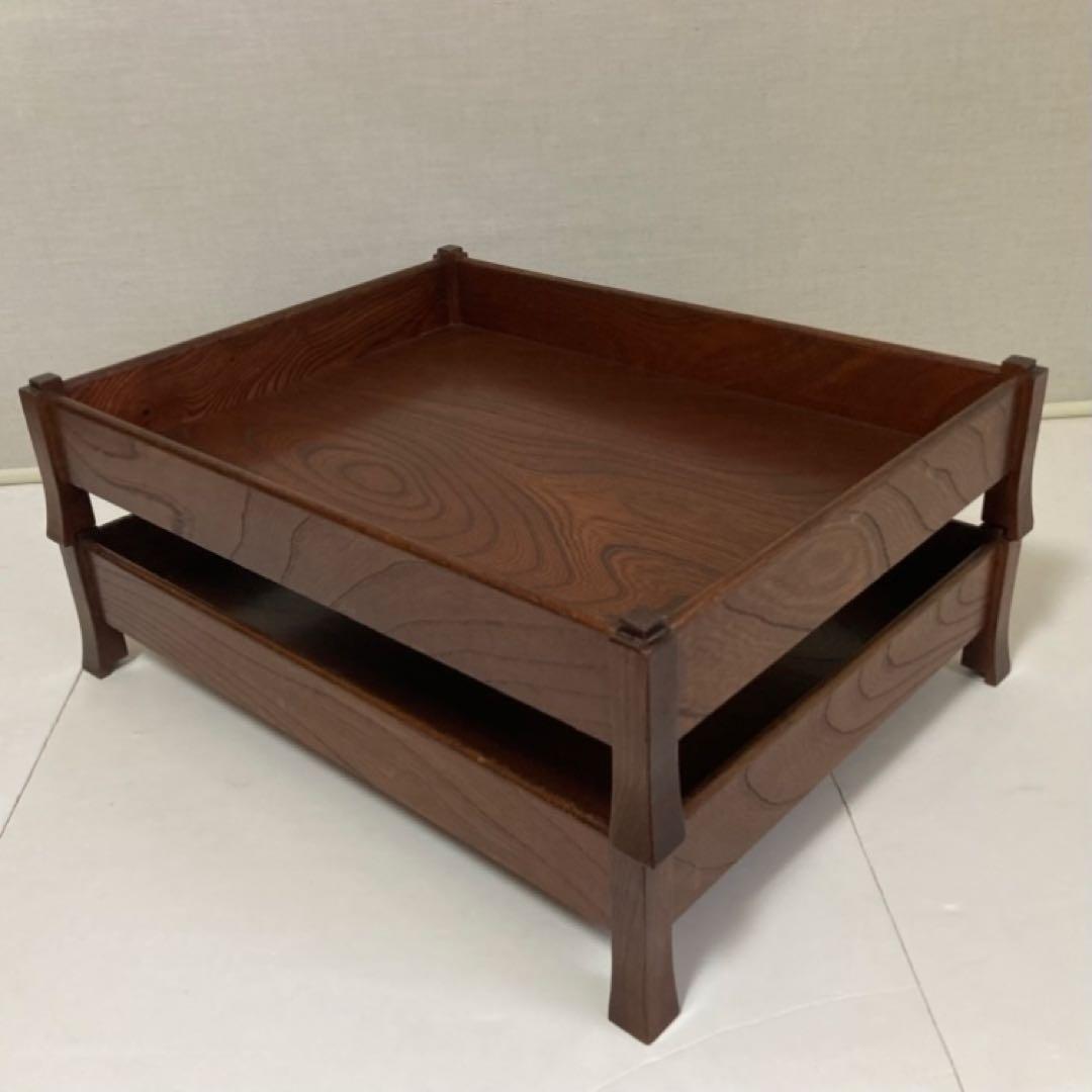 衣装盆 乱れ箱 脱衣籠 2段 棚 ラック 木製 櫓 脚付き 旅館 和風 レトロ