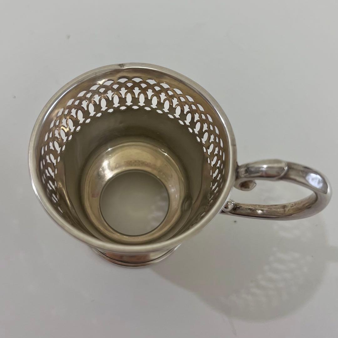 【アンティーク】透かし模様の銀製エッグスタンド