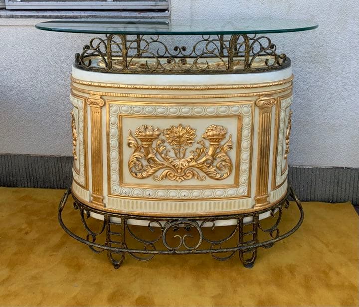 希少　イタリア　ロココ調　レジカウンター　飾り棚　テーブル　カウンターバー　店舗