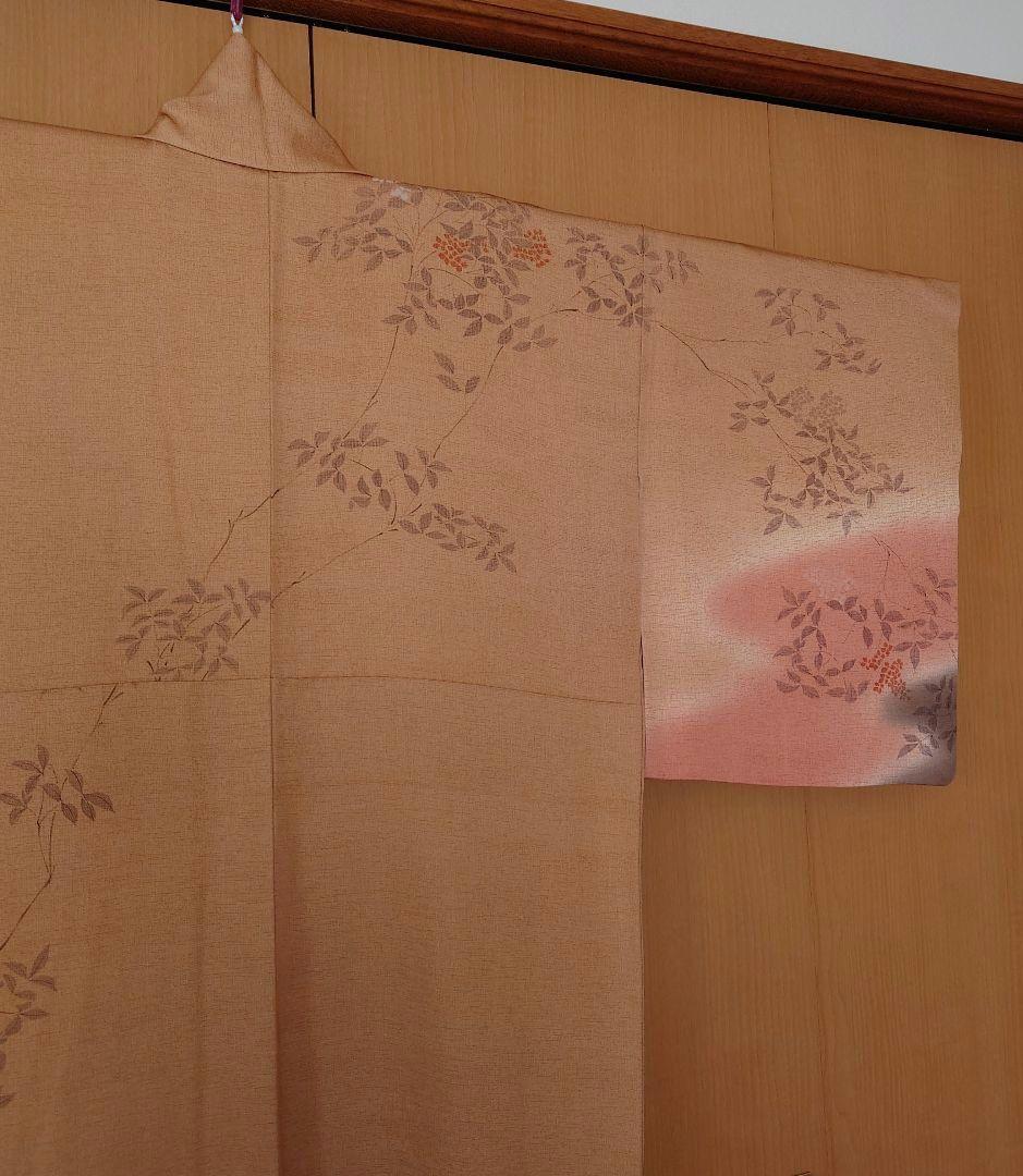 【美品】訪問着フルセット　正絹　袷　手描き　駒刺繍　金銀彩　唐織六通袋帯