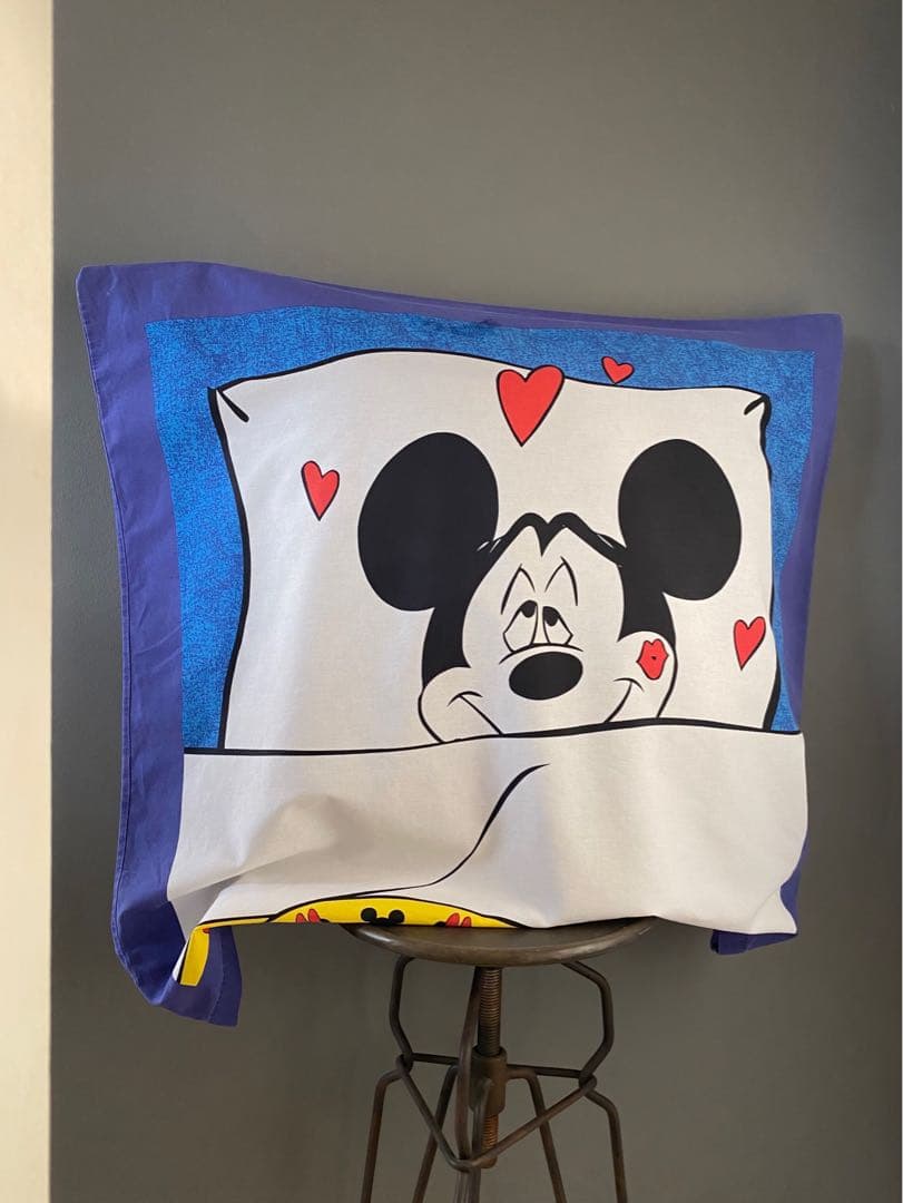 ビンテージ 70s ヨーロッパ ディズニー ミッキーマウス クッション カバー♥︎
