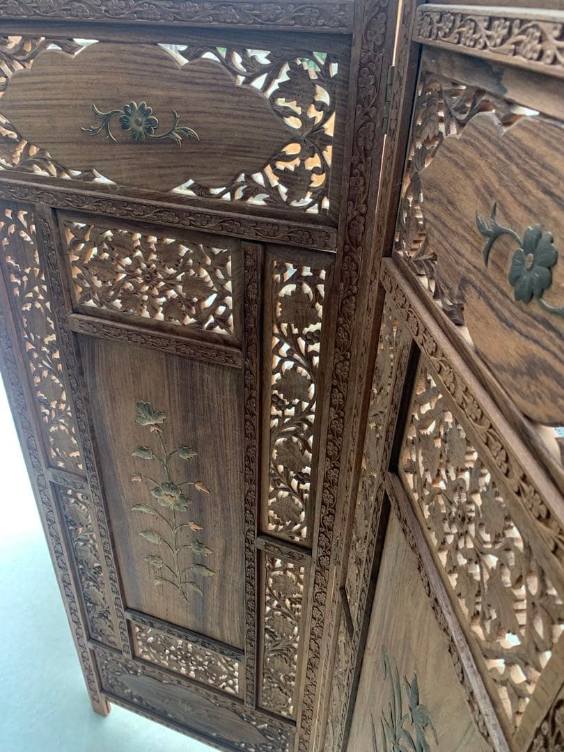 木彫り　間仕切り　パーテーション　木製　引き取り限定