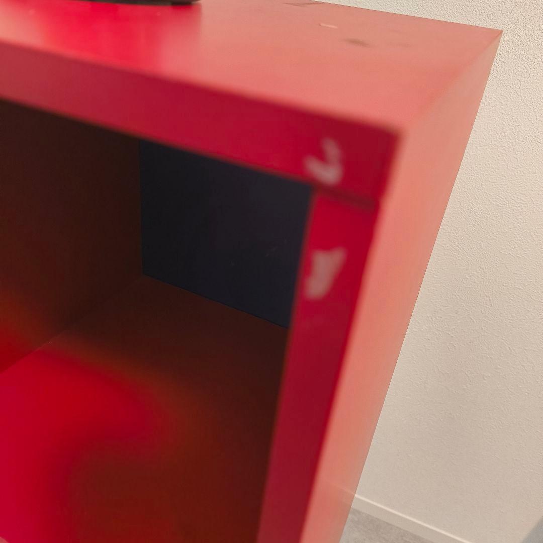 レトロポップ　木製　3段　赤　紺　ミッドセンチュリー　ミニ　バイカラー