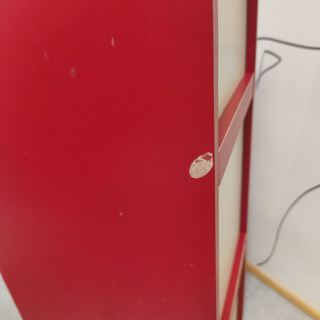 レトロポップ　木製　3段　赤　紺　ミッドセンチュリー　ミニ　バイカラー