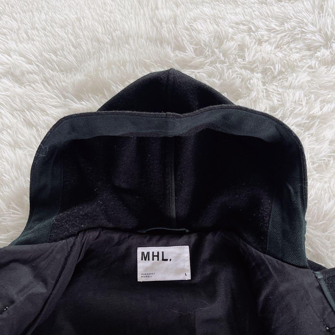 【MHL. 】ダッフルコート ウール メルトン生地 ブラック L サイズ