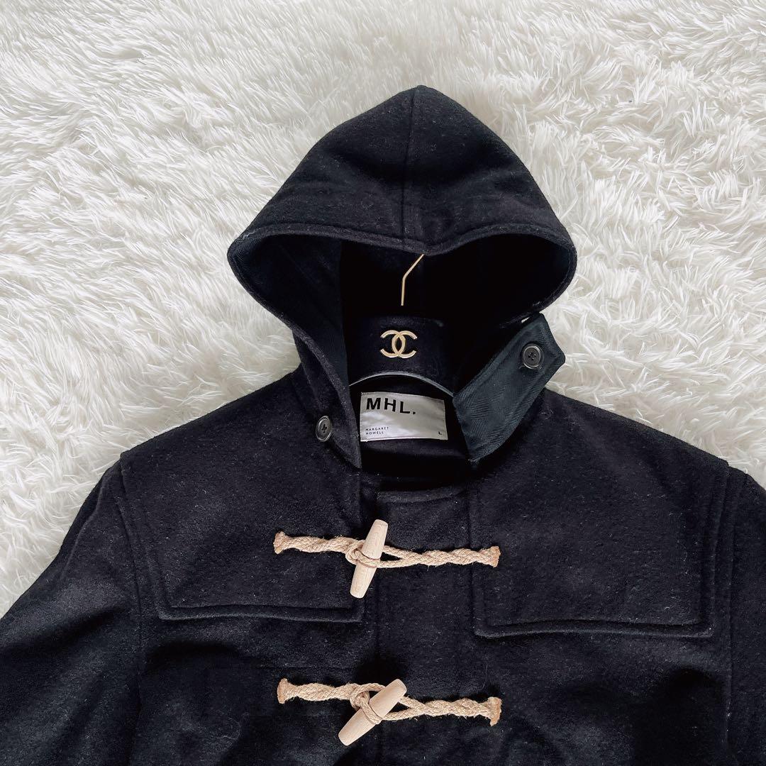 【MHL. 】ダッフルコート ウール メルトン生地 ブラック L サイズ
