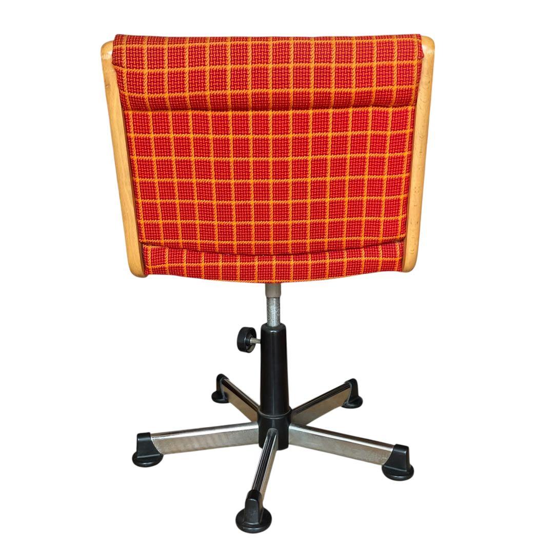 国産ヴィンテージ レトロ チトセ￼デスクチェア 昭和　ビンテージ 椅子 チェック