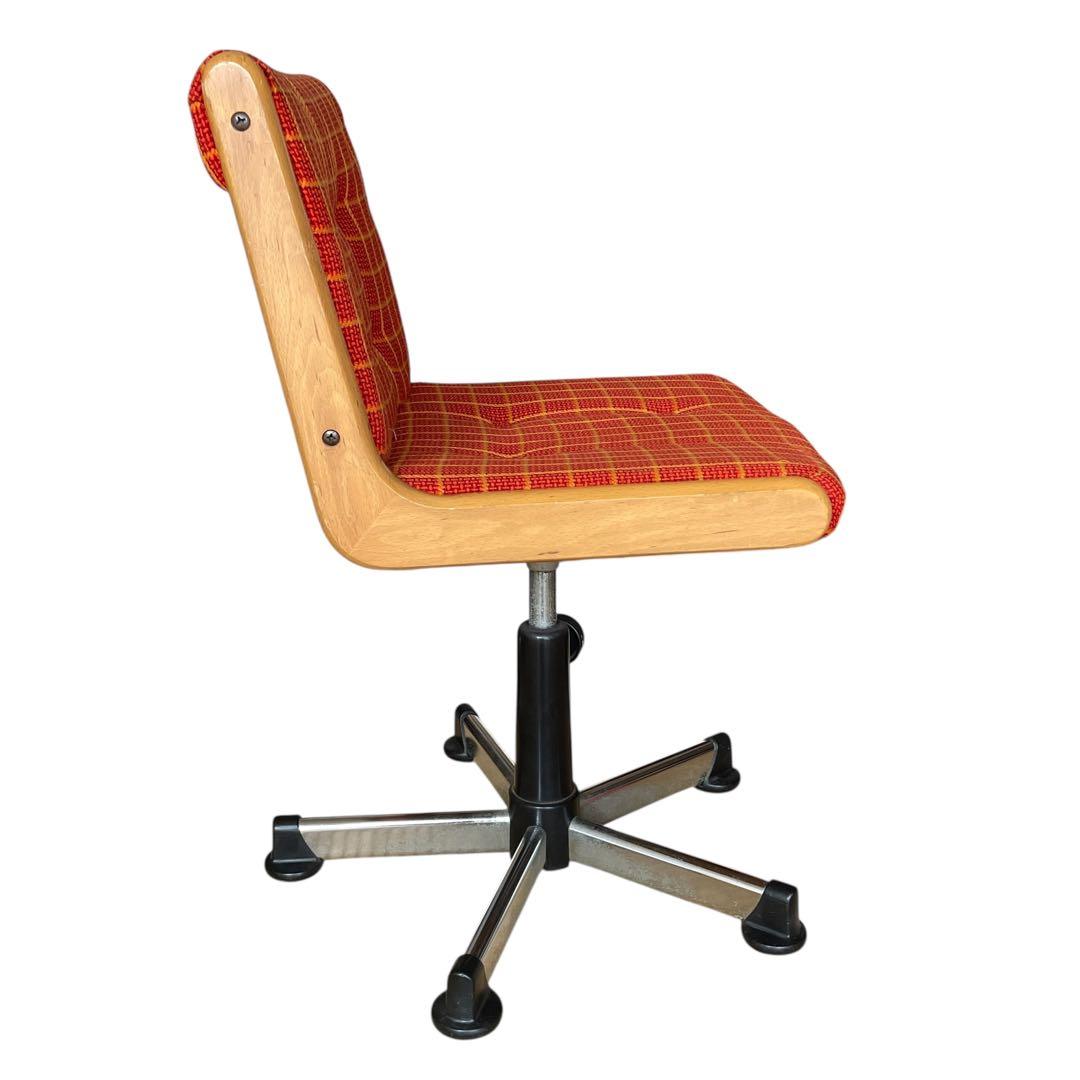 国産ヴィンテージ レトロ チトセ￼デスクチェア 昭和　ビンテージ 椅子 チェック