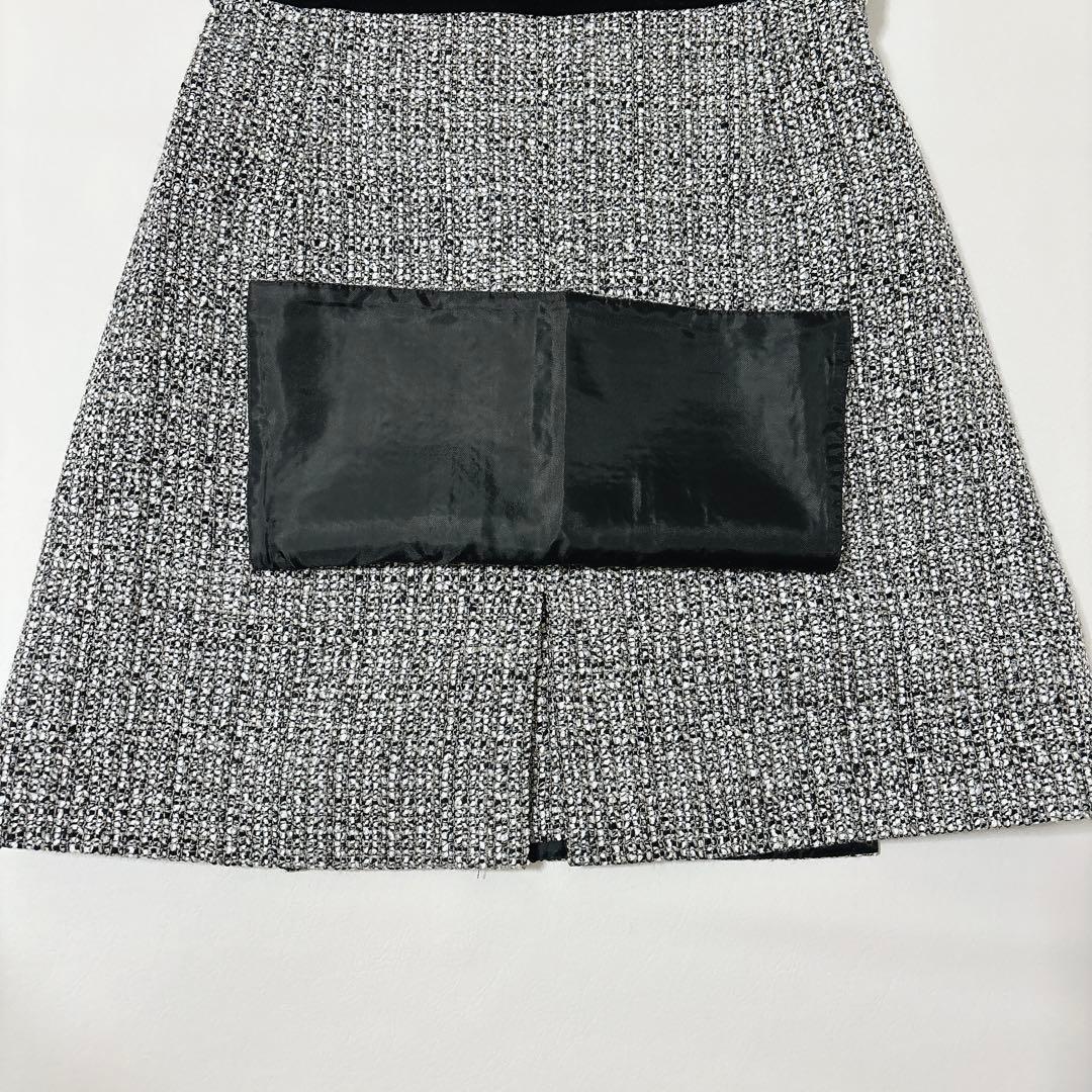 sheller シェリエ　ウールツイードドッキングドレス　黒