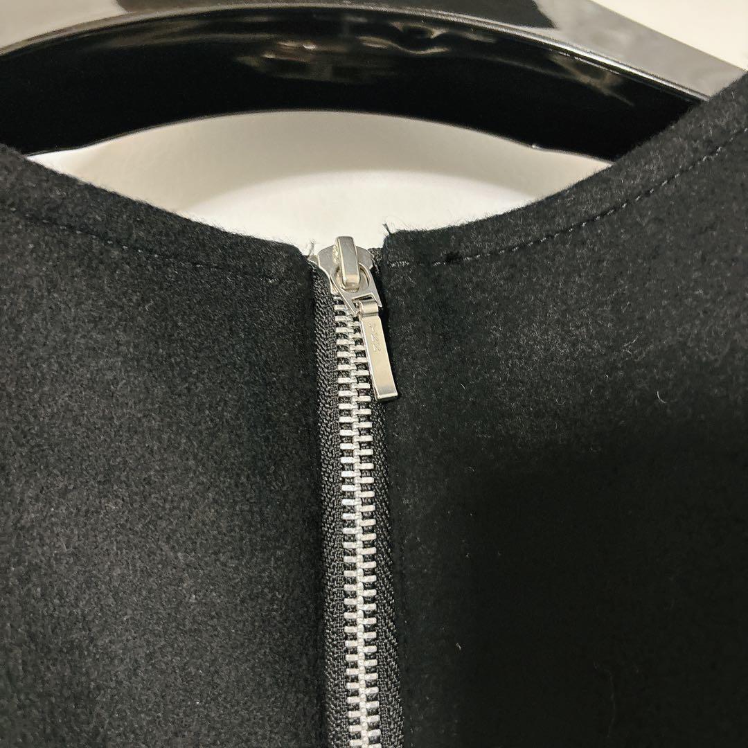 sheller シェリエ　ウールツイードドッキングドレス　黒