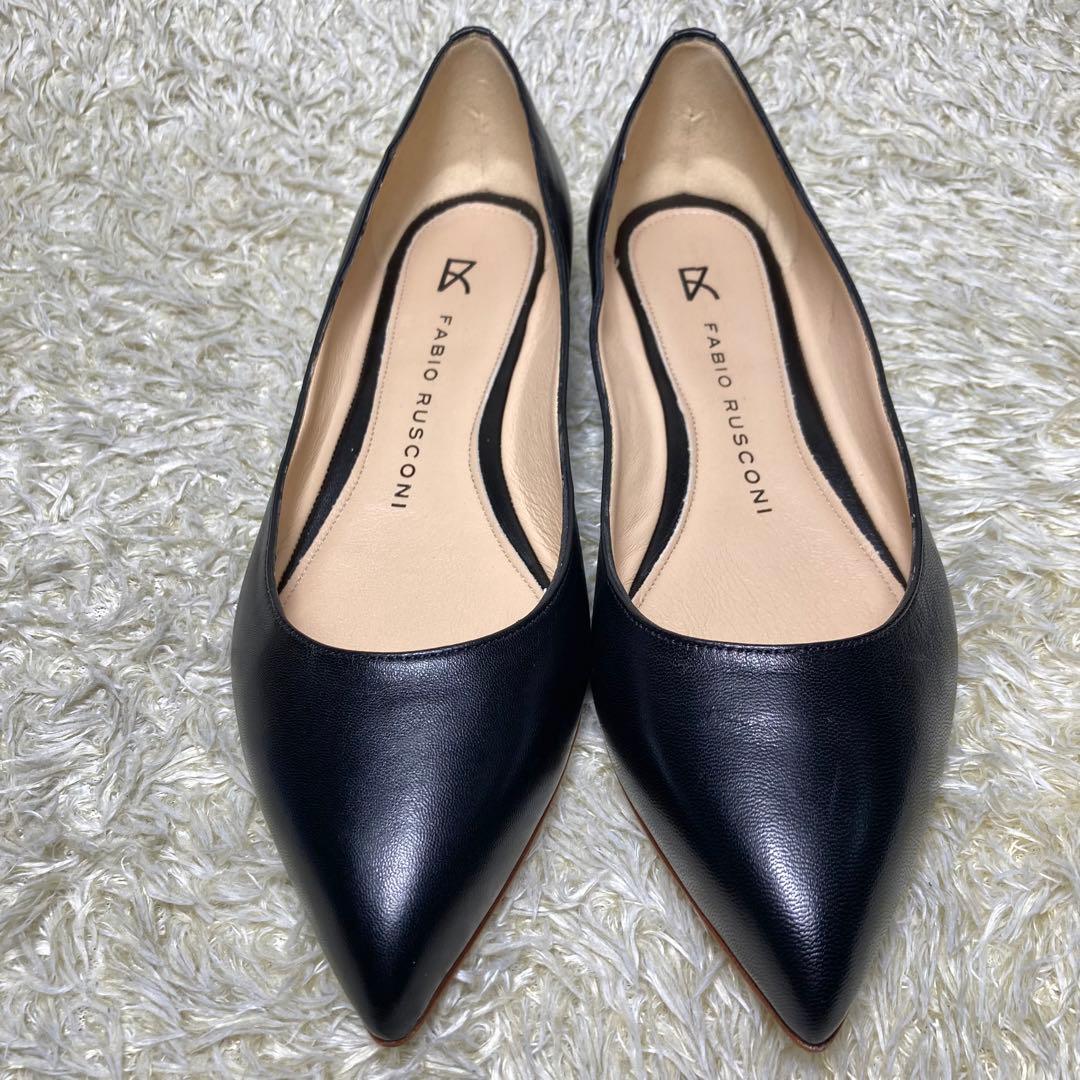 『未使用級』現行 ファビオルスコーニ フラットパンプス ブラック　レザー　39